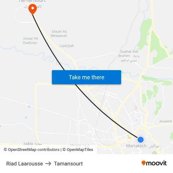 Riad Laarousse to Tamansourt map