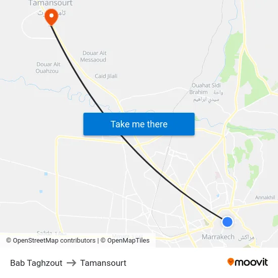 Bab Taghzout to Tamansourt map
