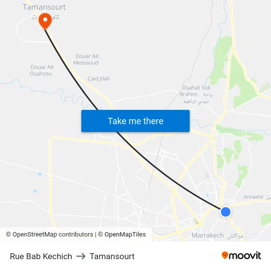 Rue Bab Kechich to Tamansourt map