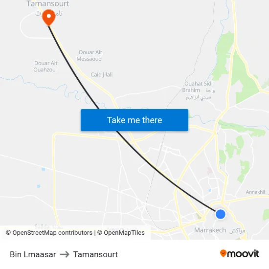 Bin Lmaasar to Tamansourt map