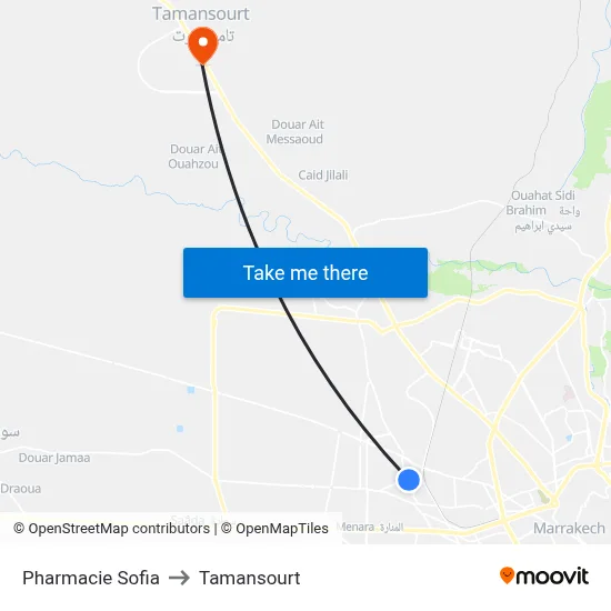 Pharmacie Sofia to Tamansourt map