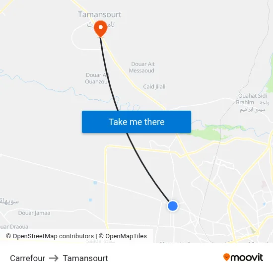 Carrefour to Tamansourt map
