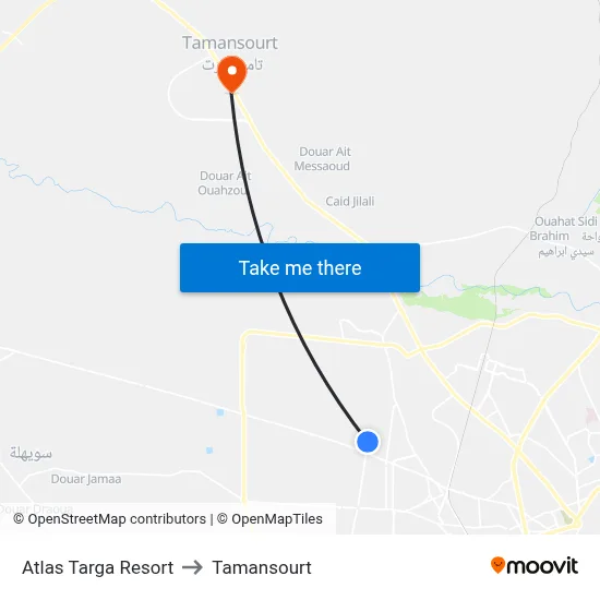 Atlas Targa Resort to Tamansourt map