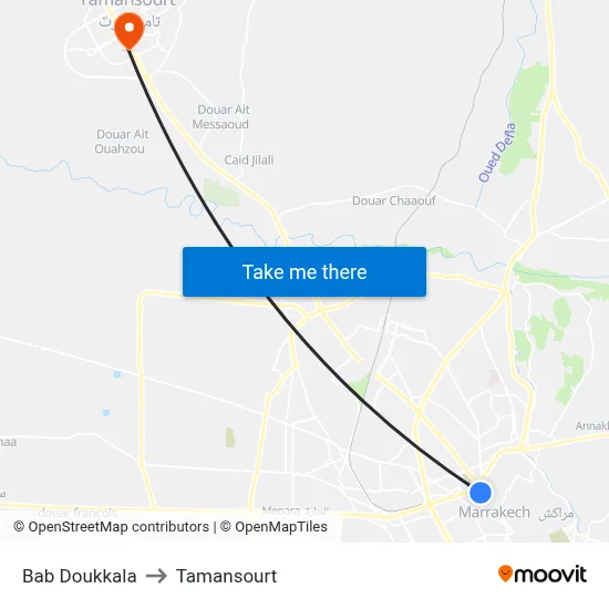 Bab Doukkala to Tamansourt map