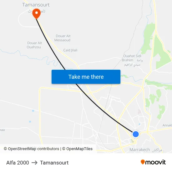 Alfa 2000 to Tamansourt map