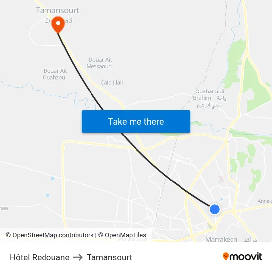 Hôtel Redouane to Tamansourt map