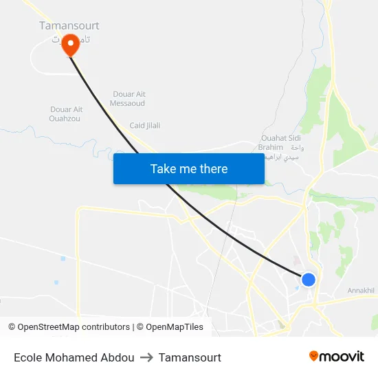 Ecole Mohamed Abdou to Tamansourt map