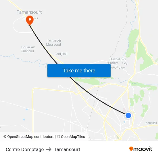 Centre Domptage to Tamansourt map