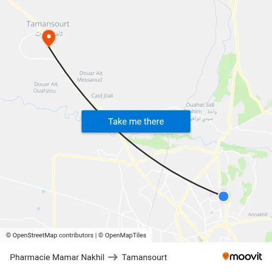 Mamar Nakhil Pharmacy to Tamansourt map