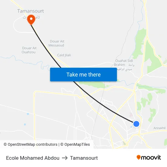 Ecole Mohamed Abdou to Tamansourt map