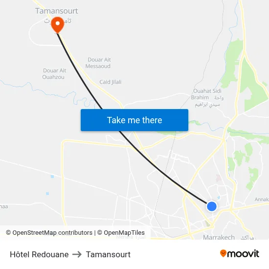 Hôtel Redouane to Tamansourt map