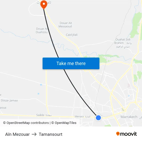 Aïn Mezouar to Tamansourt map