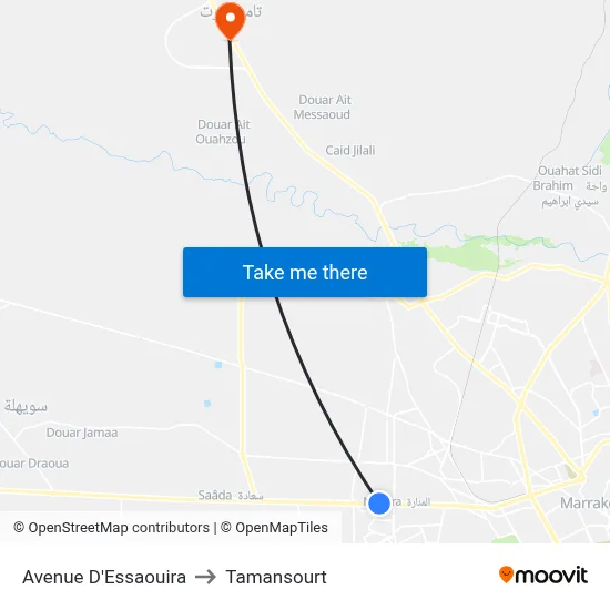 Avenue D'Essaouira to Tamansourt map
