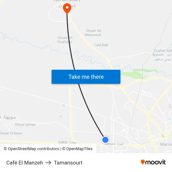Café El Manzeh to Tamansourt map
