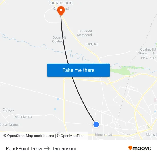 Rond-Point Doha to Tamansourt map