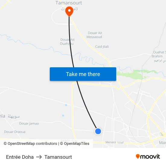Entrée Doha to Tamansourt map