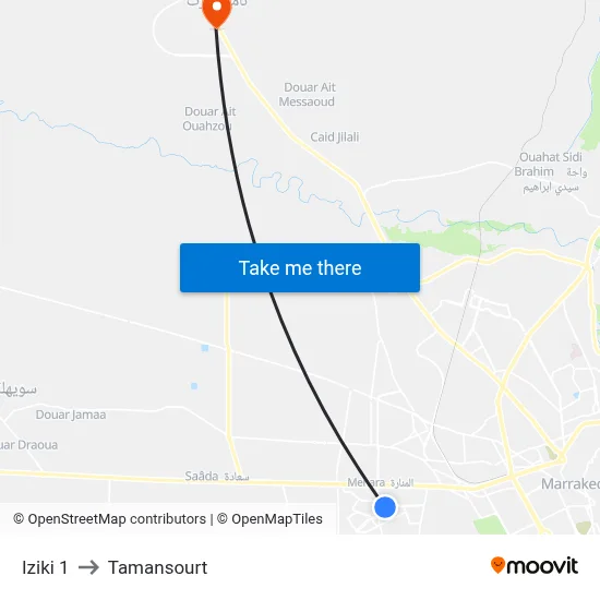 Iziki 1 to Tamansourt map