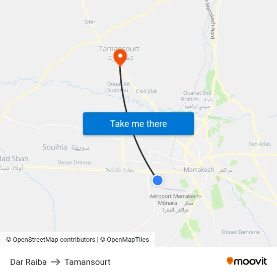 Dar Raiba to Tamansourt map