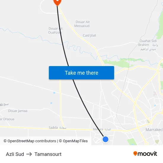Azli Sud to Tamansourt map