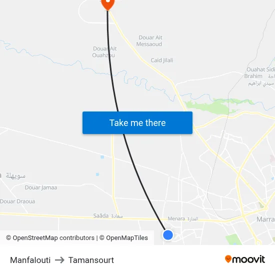 Manfalouti to Tamansourt map
