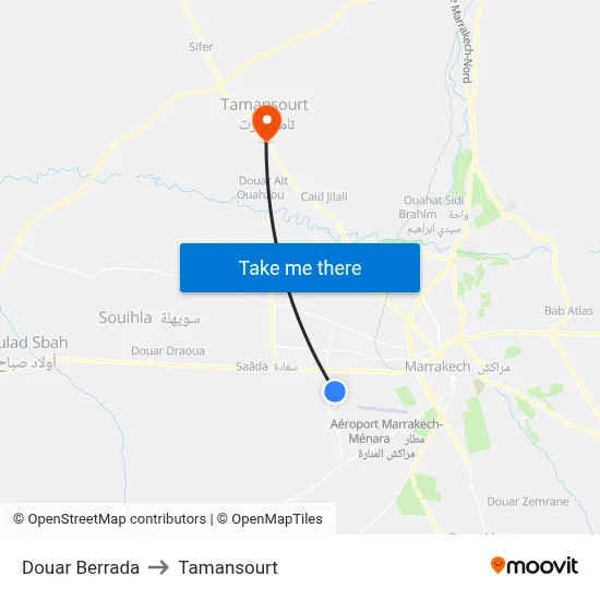 Douar Berrada to Tamansourt map