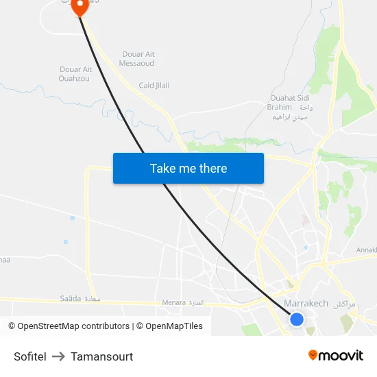 Sofitel to Tamansourt map