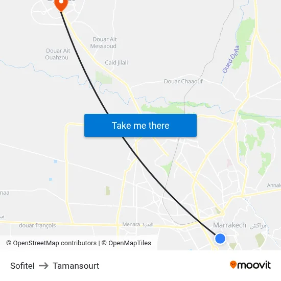 Sofitel to Tamansourt map