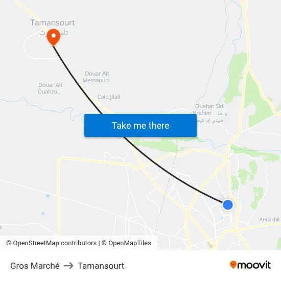 Gros Marché to Tamansourt map