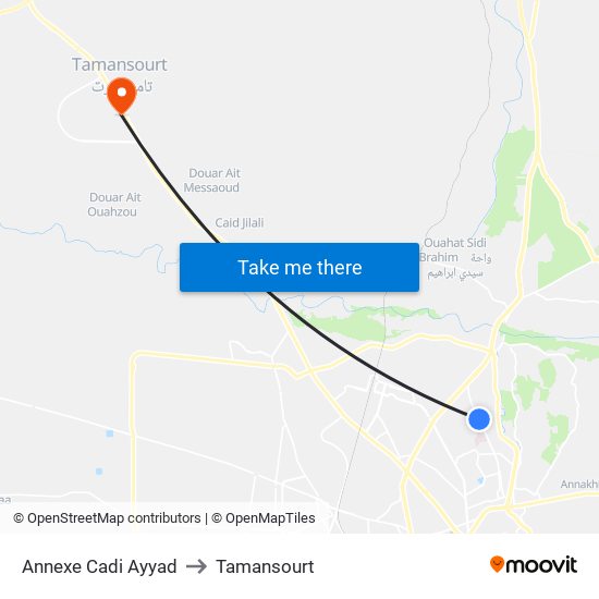Annexe Cadi Ayyad to Tamansourt map