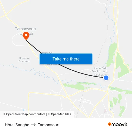 Sangho Hotel to Tamansourt map