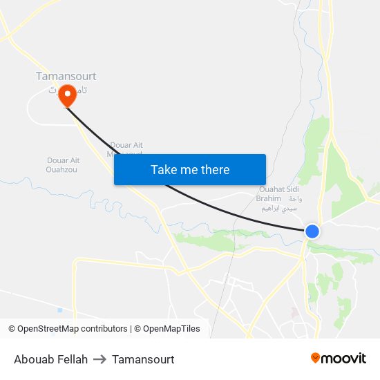 Abouab Fellah to Tamansourt map
