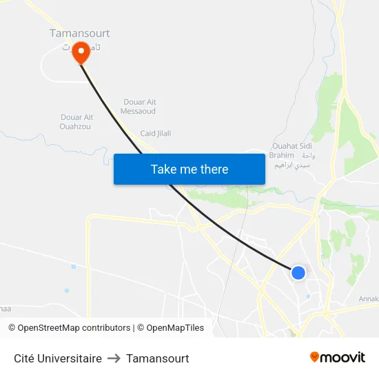 Cité Universitaire to Tamansourt map