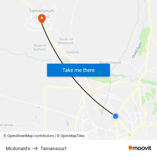 Mcdonald's to Tamansourt map