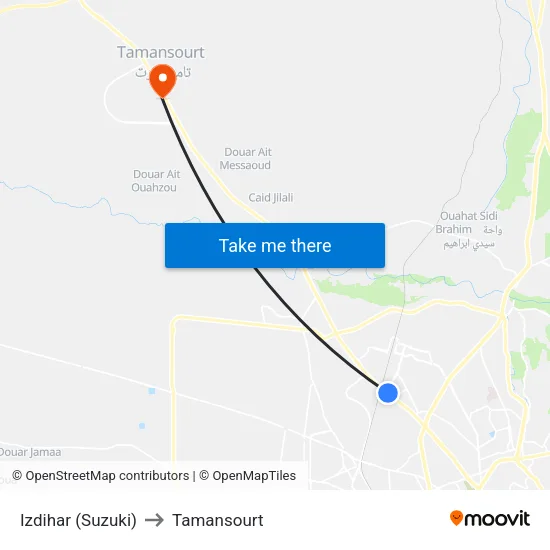 Izdihar (Suzuki) to Tamansourt map
