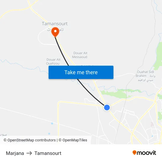 Marjana to Tamansourt map