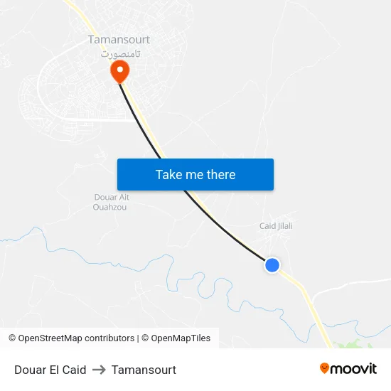 Douar El Caid to Tamansourt map