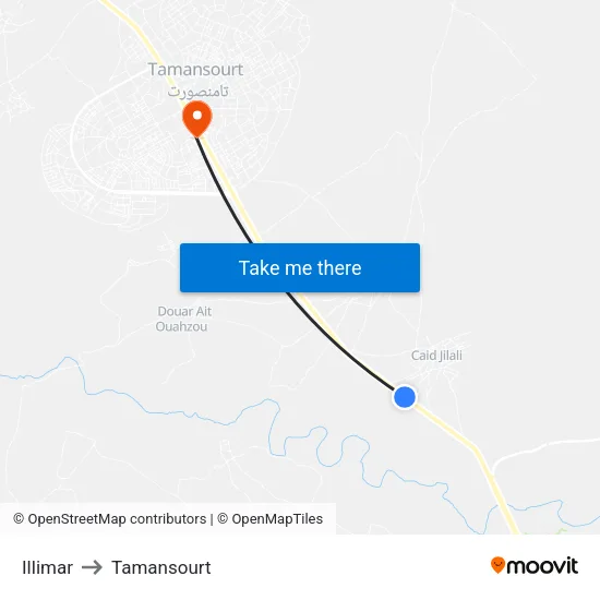 Illimar to Tamansourt map