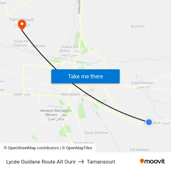 Lycée Ouidane Route Aït Ourir to Tamansourt map