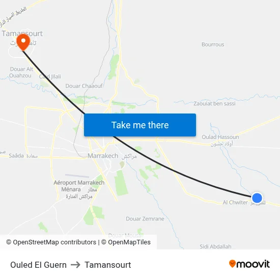 Ouled El Guern to Tamansourt map
