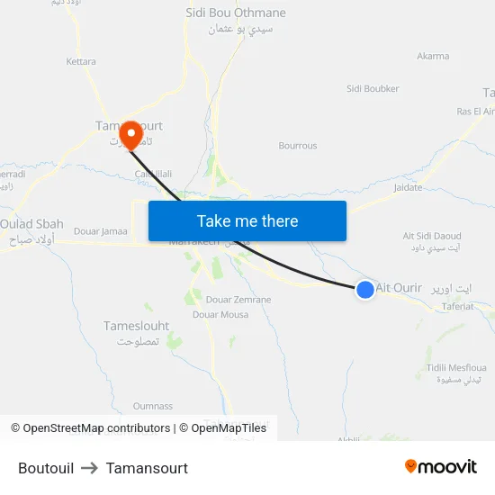 Boutouil to Tamansourt map