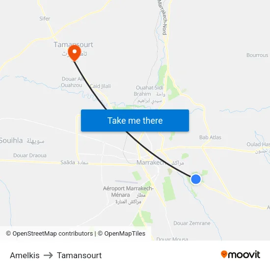 Amelkis to Tamansourt map