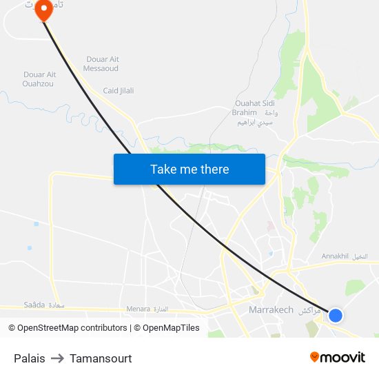 Palais to Tamansourt map