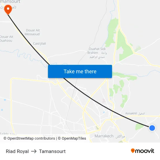 Riad Royal to Tamansourt map
