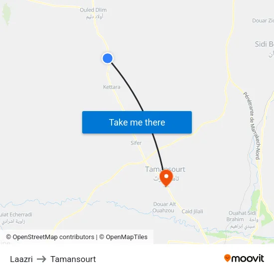 Laazri to Tamansourt map