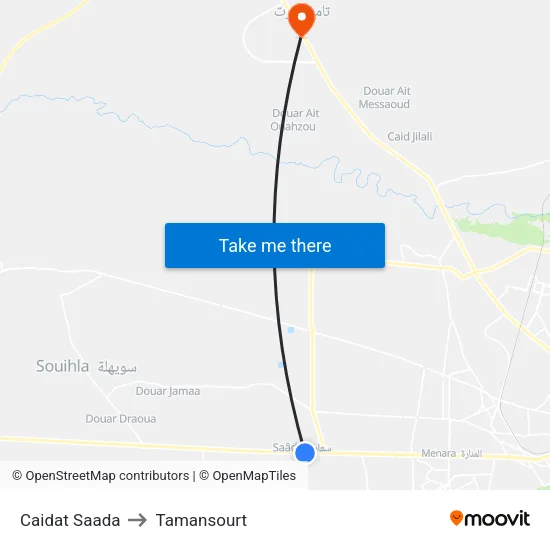 Caidat Saada to Tamansourt map