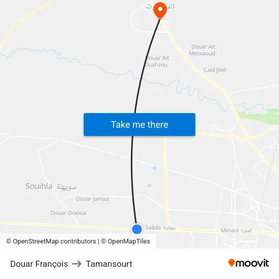 Douar François to Tamansourt map