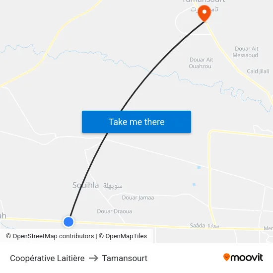Coopérative Laitière to Tamansourt map
