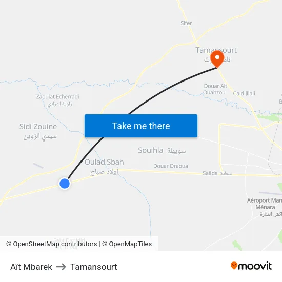 Aït Mbarek to Tamansourt map