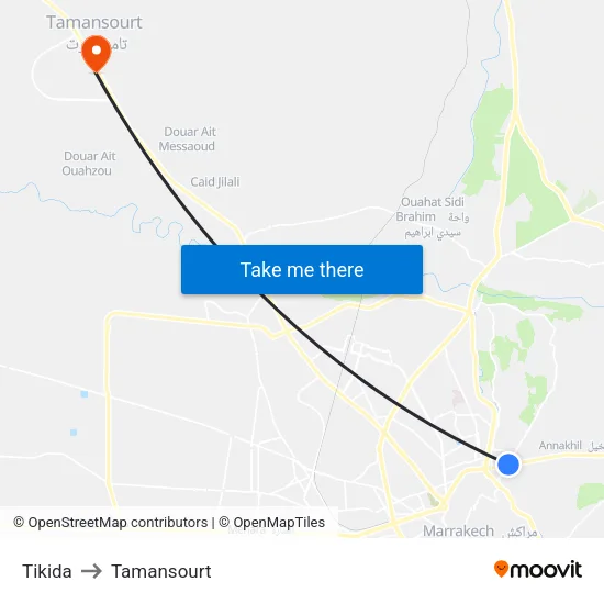 Tikida to Tamansourt map