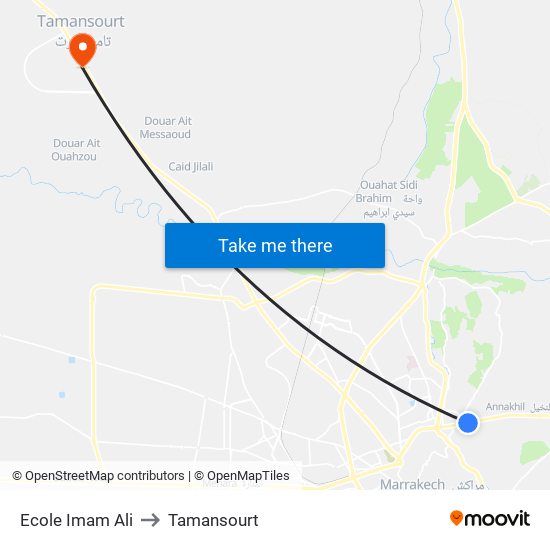 Ecole Imam Ali to Tamansourt map